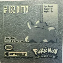 STICKERS POKEMON NEUF N°132 METAMORPH / DITTO ARTBOX DE 1999 - Image 2