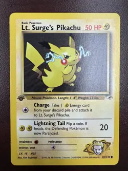 Pokemon TCG - 1st Edition Lt. Surge’s Pikachu 81/132 - Rare - Gym Heroes LP+ - Image 1