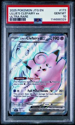 2025 Pokemon Lillie's Clefairy ex #173/159 Sv09: Journey Together Holo - PSA 10 - Image 1