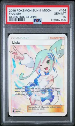 2018 POKEMON SUN & MOON CELESTIAL STORM #164 FULL ART/LISIA PSA 10 - Image 1