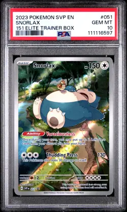 2023 POKEMON SVP EN-SV BLACK STAR PROMO 151 ELITE TRAINER BOX SNORLAX PSA 10 - Image 1