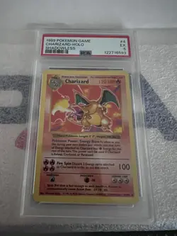 1999 Pokemon Base Set 1st Edition Holo Shadowless Charizard #4 PSA 5 EX - Image 1