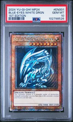 2024 YU-GI-OH! MP24-25TH ANV TIN: DUELING MIRRORS BLUE-EYES WHITE DRAGON PSA 10 - Image 1