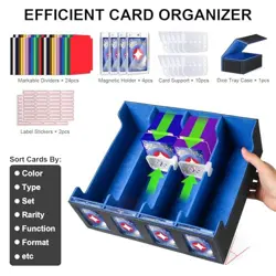 Trading Card Storage Box with Commander Display, 3200+ Card Deck Black/Blue - Image 2