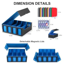 Trading Card Storage Box with Commander Display, 3200+ Card Deck Black/Blue - Image 4