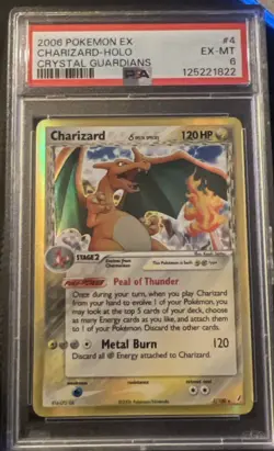 Pokemon TCG Charizard EX Crystal Guardians Holo Rare Card 4/100 PSA 6 EX MT - Image 2