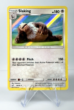 2019 Pokemon TCG Slaking Detective Pikachu 18/18 Holo Rare Card - Image 1