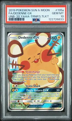 Pokemon TCG Dedenne GX SM Unbroken Bonds Trainers Toolkit Promo #195a PSA 10 - Image 1