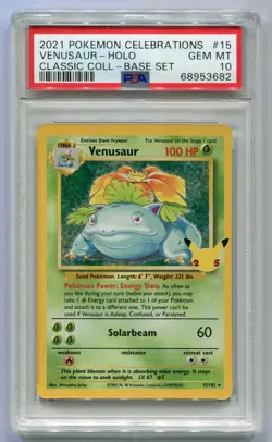 2021 Pokemon Celebrations 15/102 VENUSAUR HOLO CLASSIC COLLECTION PSA 10 - Image 1