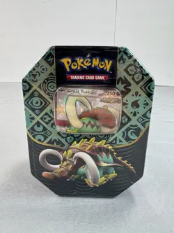 Pokemon Paldean Fates Tin Great Tusk ex 4 Packs New Sealed English SEALED NEW - Image 1