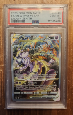 2023 POKEMON SWORD & SHIELD CROWN ZENITH #GG44 FULL ART/MEWTWO VSTAR PSA 10 - Image 1