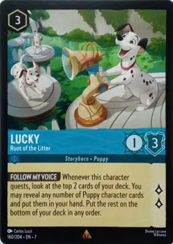 160/204 LUCKY RUNT OF THE LITTER EN7 RARE DISNEY LORCANA CARD - Image 1