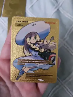 Trainer Gold Foil Fan Art Vinyl Collector Pokemon Card Lot of 4 Lillie, Red's, - Image 3