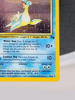 Pokemon Card Lapras Fossil Set 10/62 Holo 1999-2000 Holo Rare Great Condition - Image 5