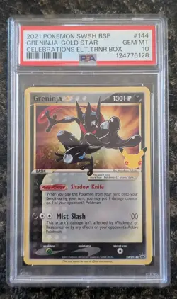Pokemon PSA 10 Greninja Gold Star Celebrations ETB Promo SWSH144 Card - Image 1