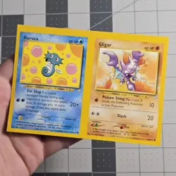 Pokemon Uncut Sheet NFC Miscut Error Horsea Gligar Neo Genesis Cards - Image 1