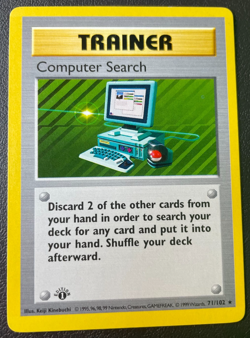 Computer Search 71/102 1st Edition Base (shadowless) Set Pokemon Card LP - Image 1