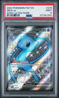 2024 POKEMON PAF EN-PALDEAN FATES SHINY ULTRA RARE #216 MEW EX PSA 9 - Image 1