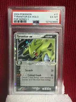 2004 Pokemon Pop Series 1 Tyrranitar EX Holo #17 PSA 6 - Image 1