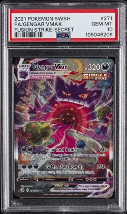 2021 POKEMON SWORD & SHIELD FUSION STRIKE SECRET FULL ART/GENGAR VMAX PSA 10 - Image 1