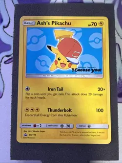 Ash's Pikachu SM114 Sun & Moon Black Star Promo Pokemon TCG - Image 1