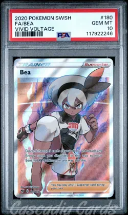 PSA 10 Bea Full Art Trainer 180/185 Vivid Voltage Pokemon - Image 1