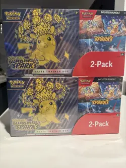 2 BOXES - Pokemon Surging Sparks ETB + Booster Bundle Costco 2 Pack SEALED - Image 1
