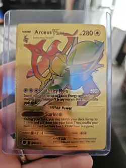 Arceus Vstar Rainbow Gold Foil Fan Art Vinyl Textured Collector Pokemon Card - Image 1