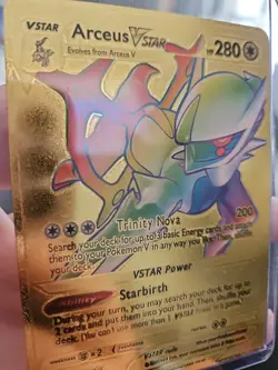 Arceus Vstar Rainbow Gold Foil Fan Art Vinyl Textured Collector Pokemon Card - Image 3
