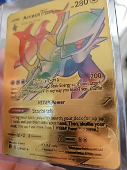 Arceus Vstar Rainbow Gold Foil Fan Art Vinyl Textured Collector Pokemon Card - Image 4