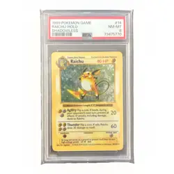 1999 Pokemon Raichu Holo Shadowless English Card 14/102 PSA 8 - Image 1