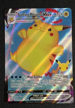 Surfing Pikachu VMAX 009/025 Celebrations Ultra Rare Holo Pokemon Card NM - Image 1