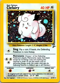 Pokemon TCG Clefairy Base Set Holo Unlimited Rare Card 5/102 LP- - Image 1