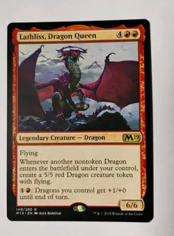 Lathliss, Dragon Queen. MTG, Core Set 2019 (M19), Rare, Legendary Dragon, LP - Image 1