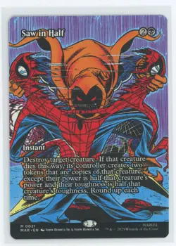 Spider-Man Saw in Half M 0021 Borderless Non-Foil Magic Gathering MTG - Image 1