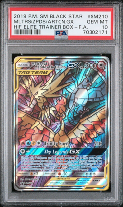 Pokemon Moltres Zapdos Articuno GX PSA 10 Hidden Fates Promo SM210 - Image 1
