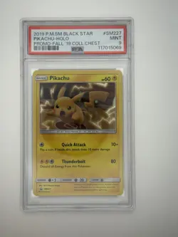 2019 POKEMON SM BLACK STAR PROMO FALL 2019 COLLECTOR CHEST PIKACHU-HOLO PSA 9 - Image 1