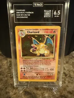 2000 POKEMON BASE SET 2 #4 CHARIZARD-HOLO TAG 6.5 - Image 1