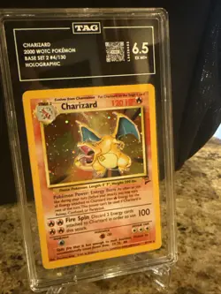 2000 POKEMON BASE SET 2 #4 CHARIZARD-HOLO TAG 6.5 - Image 2