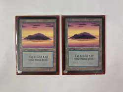 Magic The Gathering MTG Island Land Alpha Orange Purple Mark Poole Card & Sleeve - Image 1