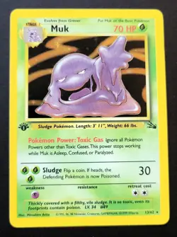 Muk 13/62 Pokemon TCG Fossil Set Holo Rare Card 1st Edition - Image 1