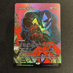 MTG Savage Beating 0026 (Borderless) FOIL Mythic - Image 1