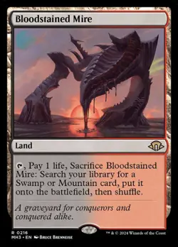 MtG Modern Horizons 3 Rare Bloodstained Mire #216 [Prerelease FOIL] - Image 1