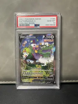 2021 POKEMON SWORD & SHIELD CHILLING REIGN #185 FULL ART/TORNADUS V PSA 10 - Image 1