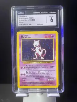 Mewtwo 10/102 Base Set Holo 1999 Pokemon Card Game Unlimited WOTC Graded CGC 6 - Image 1