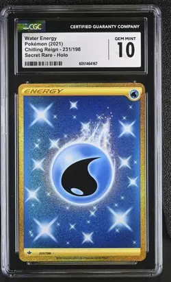 CGC 10 WATER ENERGY 231 CHILLING REIGN SECRET RARE GOLD SWORD SHIELD POKEMON - Image 1