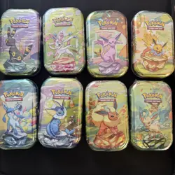 Pokemon TCG Prismatic Evolutions Mini Tin Complete Set - 8 Factory Sealed Tins - Image 1