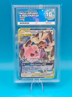 Pokemon Mega Lopunny & Jigglypuff GX Cosmic Eclipse 165/236 Graded ACE 10 - Image 1