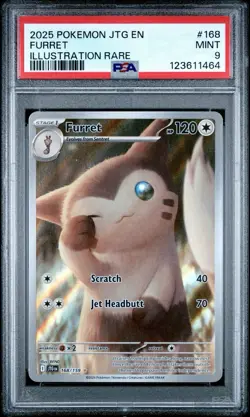 2025 Pokemon Journey Together Furret #168 Illustration Rare PSA 9 Mint - Image 1