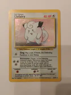 Pokemon TCG Clefairy Card 5/102 Holo Rare Unlimited Base Set 1999 - Image 1